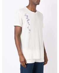 T-shirt à col rond à fleurs beige OSKLEN