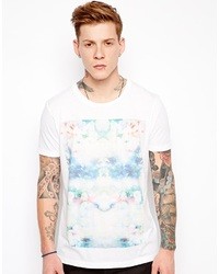 T-shirt à col rond à fleurs blanc et bleu Asos