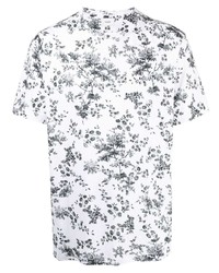 T-shirt à col rond à fleurs blanc et noir Erdem