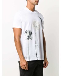 T-shirt à col rond à fleurs blanc et noir Valentino