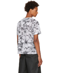 T-shirt à col rond à fleurs blanc et noir Dries Van Noten