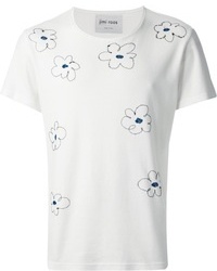 T-shirt à col rond à fleurs blanc