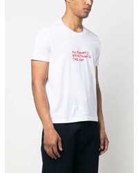T-shirt à col rond à fleurs blanc Aspesi