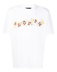T-shirt à col rond à fleurs blanc Amiri
