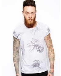 T-shirt à col rond à fleurs blanc Asos