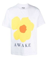 T-shirt à col rond à fleurs blanc Awake NY