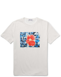 T-shirt à col rond à fleurs blanc Beams