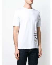 T-shirt à col rond à fleurs blanc Loewe