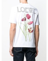 T-shirt à col rond à fleurs blanc Loewe