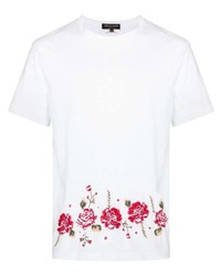 T-shirt à col rond à fleurs blanc Comme Des Garcons Homme Plus