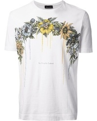 T-shirt à col rond à fleurs blanc Diesel Black Gold