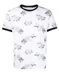 T-shirt à col rond à fleurs blanc Ernest W. Baker