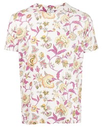 T-shirt à col rond à fleurs blanc Etro