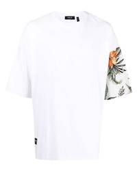 T-shirt à col rond à fleurs blanc FIVE CM