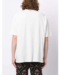T-shirt à col rond à fleurs blanc Bode