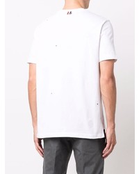 T-shirt à col rond à fleurs blanc Thom Browne