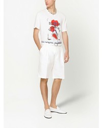 T-shirt à col rond à fleurs blanc Dolce & Gabbana