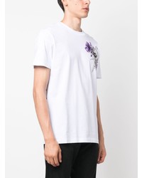 T-shirt à col rond à fleurs blanc Philipp Plein