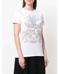 T-shirt à col rond à fleurs blanc RED Valentino