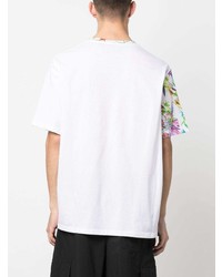 T-shirt à col rond à fleurs blanc Just Cavalli