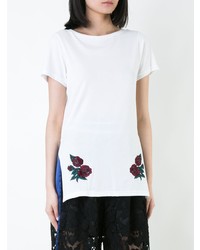 T-shirt à col rond à fleurs blanc Maison Mihara Yasuhiro