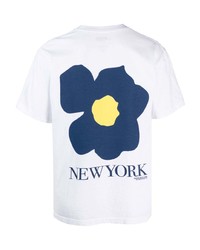 T-shirt à col rond à fleurs blanc Awake NY