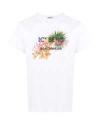 T-shirt à col rond à fleurs blanc Iceberg