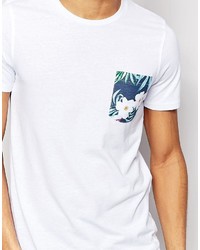 T-shirt à col rond à fleurs blanc Jack and Jones