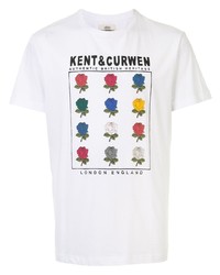 T-shirt à col rond à fleurs blanc Kent & Curwen