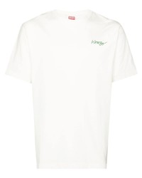 T-shirt à col rond à fleurs blanc Kenzo