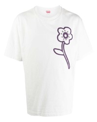 T-shirt à col rond à fleurs blanc Kenzo