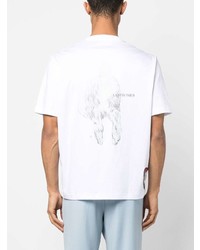 T-shirt à col rond à fleurs blanc Lanvin