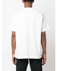 T-shirt à col rond à fleurs blanc Flaneur Homme