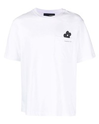 T-shirt à col rond à fleurs blanc Lardini