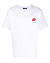 T-shirt à col rond à fleurs blanc Lardini