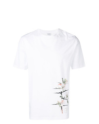 T-shirt à col rond à fleurs blanc Loewe