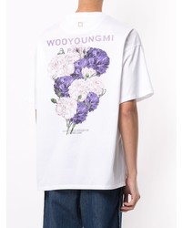 T-shirt à col rond à fleurs blanc Wooyoungmi