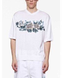 T-shirt à col rond à fleurs blanc Amiri