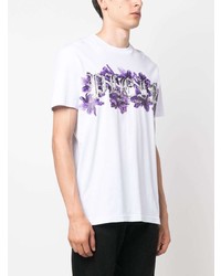 T-shirt à col rond à fleurs blanc Philipp Plein