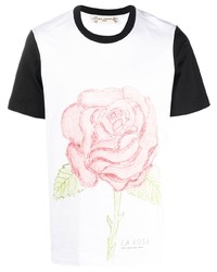 T-shirt à col rond à fleurs blanc Marni