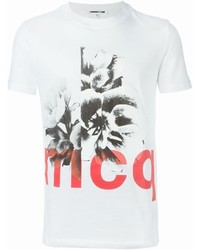 T-shirt à col rond à fleurs blanc McQ by Alexander McQueen