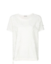 T-shirt à col rond à fleurs blanc Moncler