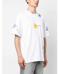 T-shirt à col rond à fleurs blanc YOUNG POETS