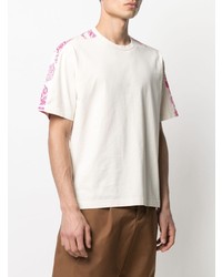 T-shirt à col rond à fleurs blanc Marni