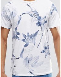 T-shirt à col rond à fleurs blanc Pull&Bear