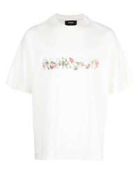 T-shirt à col rond à fleurs blanc Represent