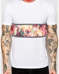 T-shirt à col rond à fleurs blanc Hype