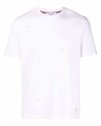T-shirt à col rond à fleurs blanc Thom Browne