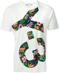 T-shirt à col rond à fleurs blanc Y-3