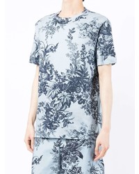 T-shirt à col rond à fleurs bleu clair Erdem